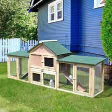 Outdoor Rabbit House 83" 2 Story Deluxe XL Wooden Rabbit Hutch Big Bunny Cage wL