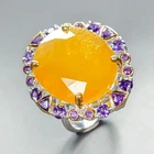 Vintage ring 32 ct+ Yellow Sapphire Ring 925 Sterling Silver Size 7.75 /R457878