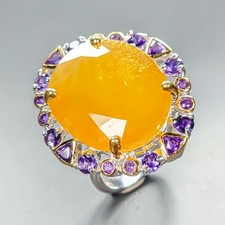 Anello vintage 32 ct + anello zaffiro giallo argento sterling 925 misura 7,75 /R457878