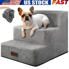 3 Step Ramp Stairs for Sofa  Chair Non-Slip Sturdy Pet Steps Dogs Cats GREY NEW