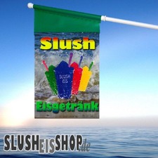 Slusheis Werbe Fahne Grün, Slushfahne A3 mit Einleger Slushbecher Plakat Werbung
