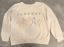 Vintage 1986 Journey Band Line Art Sweatshirt Wrights Made in USA Off White L