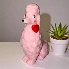 Pink Poodle Retro Look Figurine Vintage Style Dog Figurine 5.5”, Free Shipping