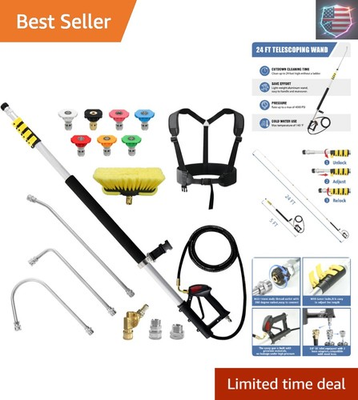 #ad 24 FT Pressure Washer Telescoping Wand with Power Washer Extension Wands Bru... $199.46