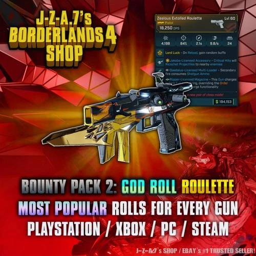 Borderlands 4✨ ROULETTE PISTOL LEVEL 60 DLC GOD ROLL BL4 GEAR ✅PC-PS-XBOX✨