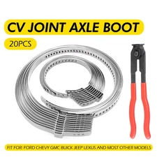 20x Universal Adjustable Axle CV Joint Boot Crimp Clamps W/ Clamp Pliers Tool EH