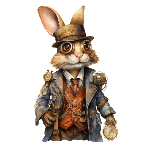 Steampunk Rabbit Steam Punk Animal Self Adhesive Vinyl Sticker