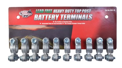 Road Power 903-10 Top Post Battery Terminal; 10-Pack; Chrome; 6 And 12