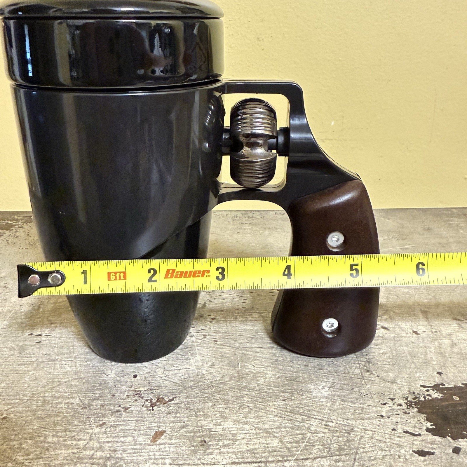 Pukomc Revolver Coffee Mug w/Lid Unique Ceramic Coffee Cup Comfortable Grip 16oz