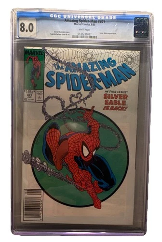 Marvel Comics Amazing Spider-Man #301 CGC 8.0 1988 Silver Sable McFarlane Cover