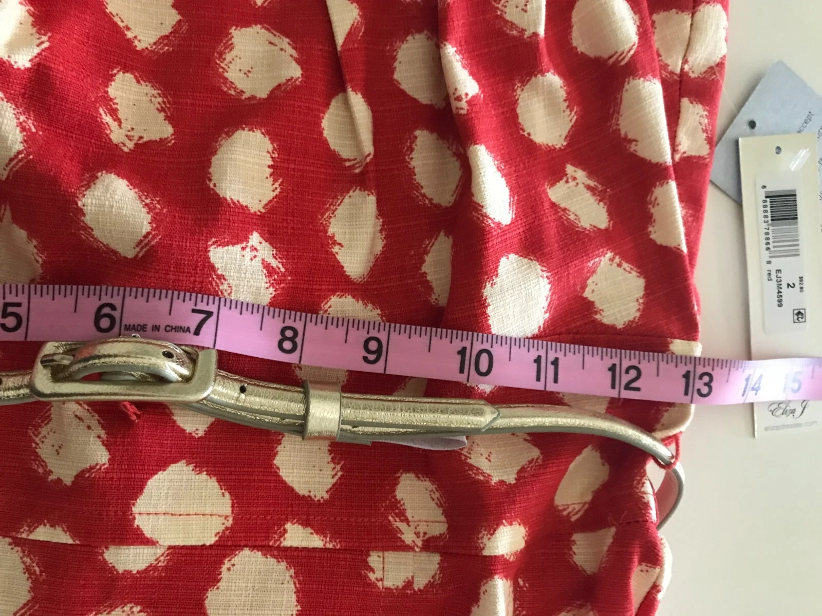 VETEMENTS Abito Eliza J Red Halter a pois argento cintura a pieghe vestibilità e svasata taglia 2