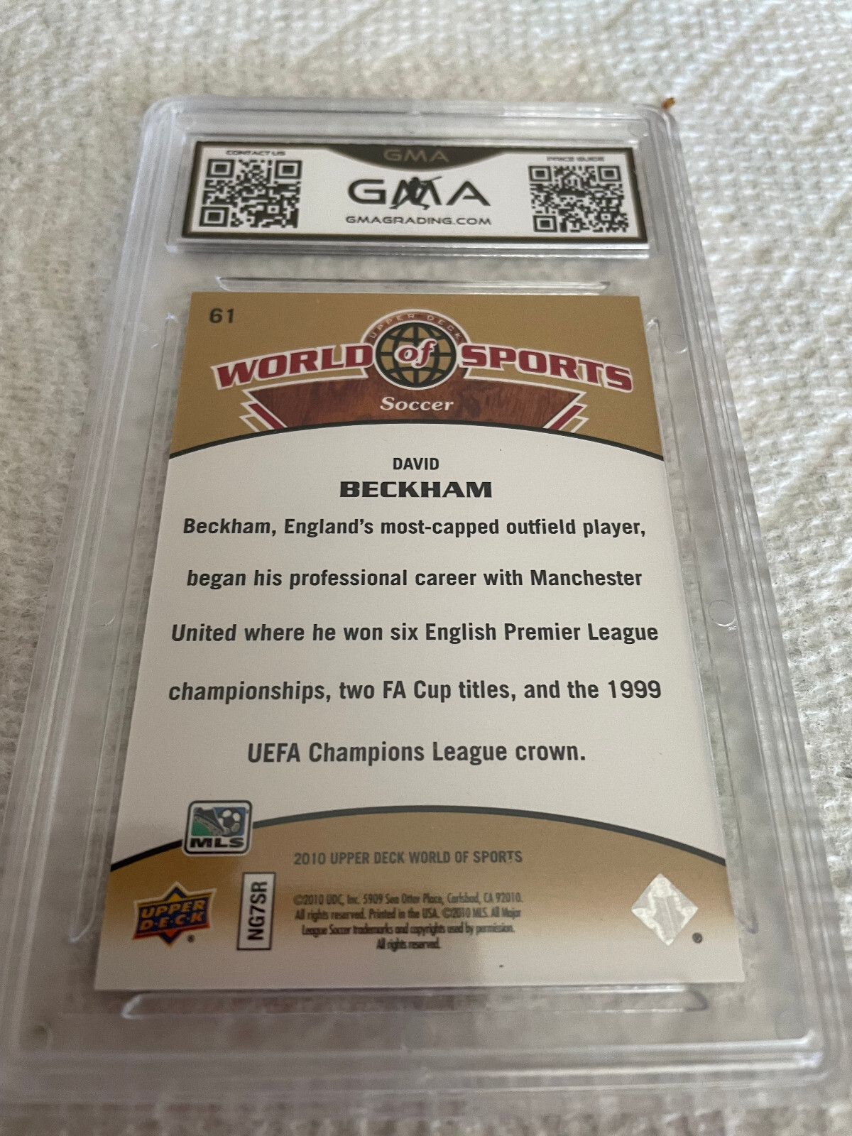 DAVID BECKHAM GALAXY 2010 UPPER DECK WORLD OF SPORTS # 61  GRADED 8.5 L@@@K view 2