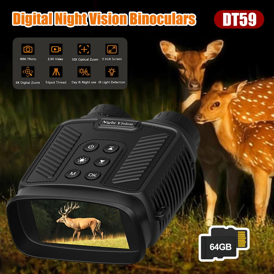 1080P Binoculars 8X Digital Zoom Day/Night Telescope Infrared Night Vision New - Image 3 of 4