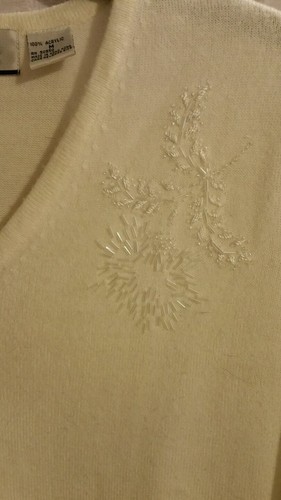 All Points klassischer leichter Pullover mit V-Ausschnitt 100 % Acryl elfenbeinfarben Gr. M - Bild 2 von 4