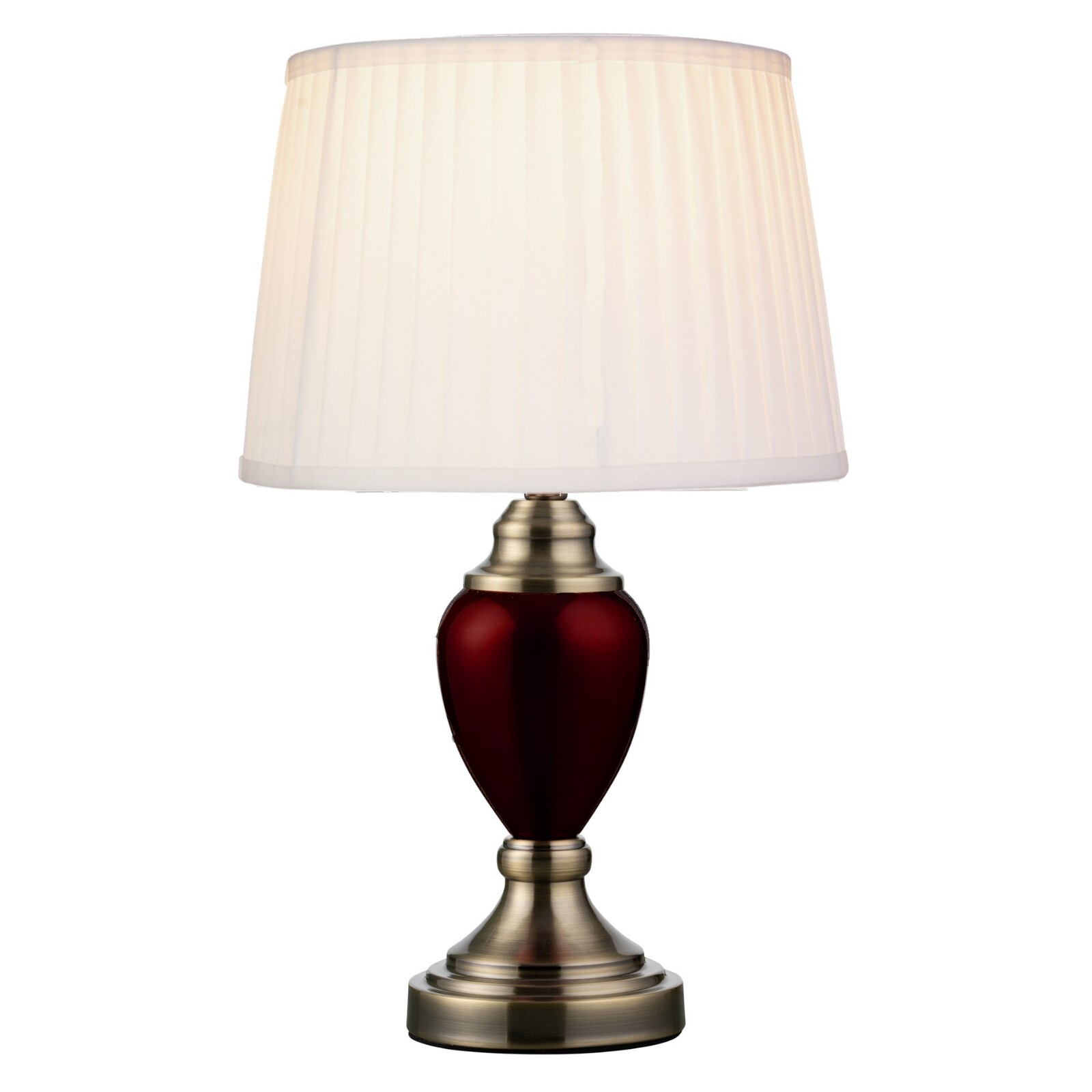 Table Lamp Malham Small Touch Control Red with Ivory Pleated Shade