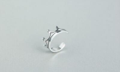 Super Adorable Royal Crown Silver SP Adjustable Pinky Ring