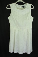 Forever 21 Dress Eyelet Lace Ivory Sleeveless Fit & Flare Lined Juniors L New