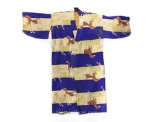 Horses Print Kimono Robe - Child's 1930s 40s Japanese Novelty Print - Poor