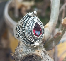 Silver Plated Ring For Women Girl With Natural Garnet Gemstone P198