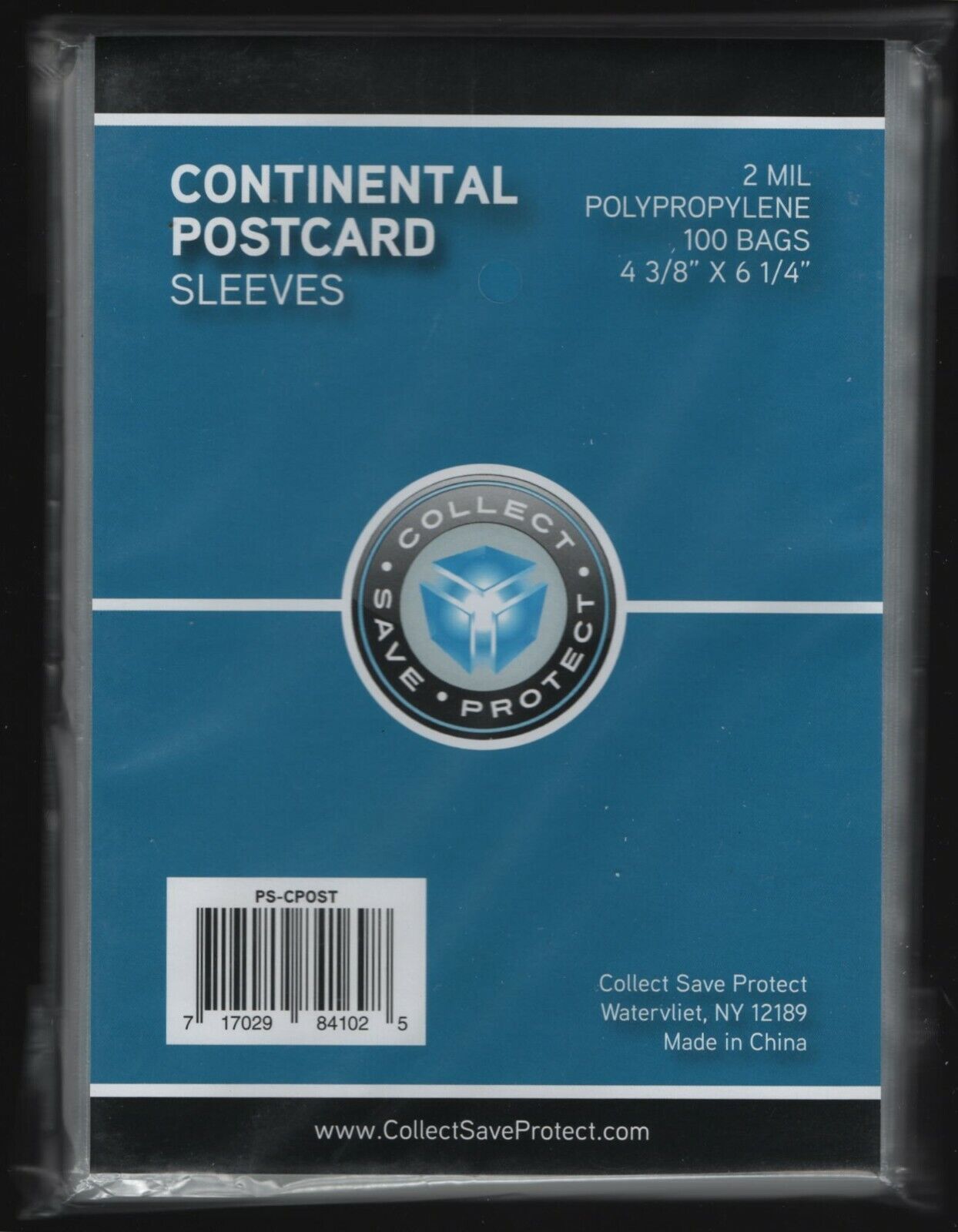 (100) CSP Continental Size Postcard Sleeves 4 3/8" x 6 1/4" For Larger Postcards