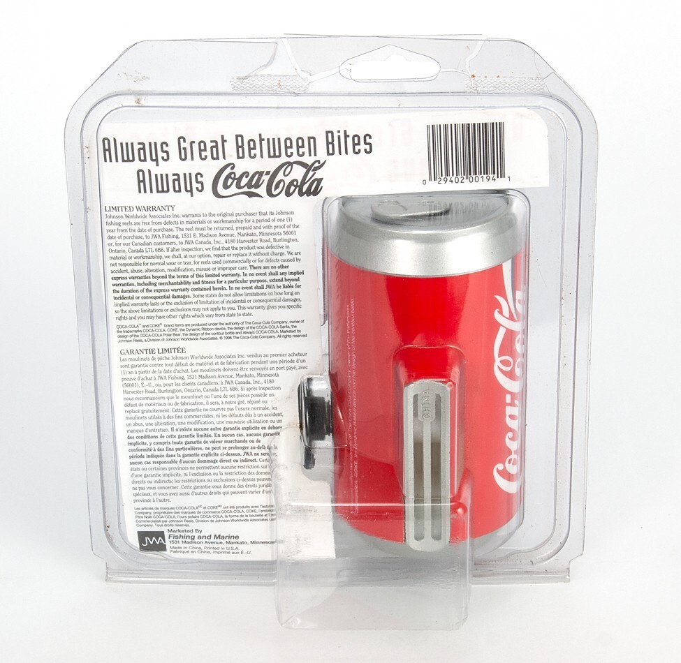 Coca-Cola Fishing Reel Johnson In Original packaging - Vintage - NEW - Mid 1990s