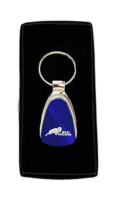 Mopar Big Horn  Logo Key Ring - Blue Tear Drop Style Key Chain