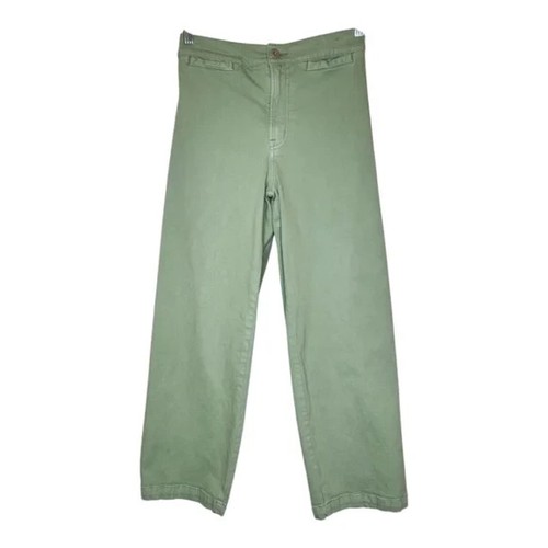 Madewell The Emmett Wide Leg Crop Welt Pocket Edition Pants in Pistachio Size 26