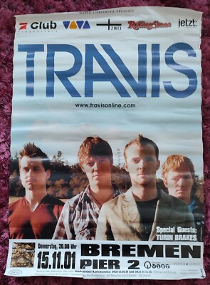 TRAVIS Bremen Pier 2 Germany 15 Nov 2001 Vintage Promoters Big Poster 84x59cm