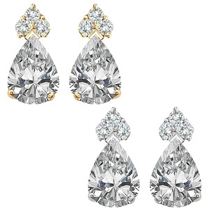 Pear-Shape-CZ-Gem-Birth-stone-Earrings-Silver-White-Yellow-Gold-Plated