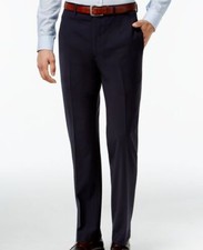  190 Calvin Klein 40W 32L Men s Slim X Fit Blue Flat Front Trousers Dress Pants