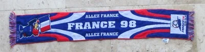 écharpe ALLEZ FRANCE 98 vintage scarf COUPE DU MONDE FOOTIX 1998 World Cup - Photo 1/3