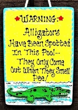 ALLIGATOR Don't Pee POOL SIGN Deck Tropical Tiki Deck Wall Plaque Summer Decor