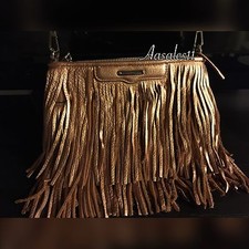 Rebecca Minkoff Finn Cross Body ,clutch  Copper Metallic Fringe  Silver 