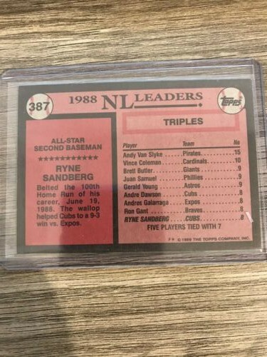 Ryne Sandberg 1989 Topps All Star Chicago Cubs Card #387 - Picture 2 of 2