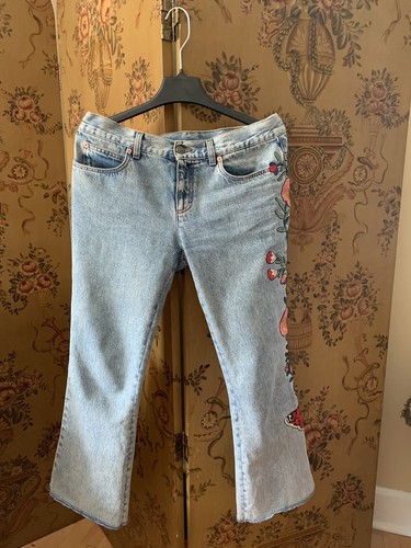 Gucci Womens Light Wash Mid-Rise Flared 