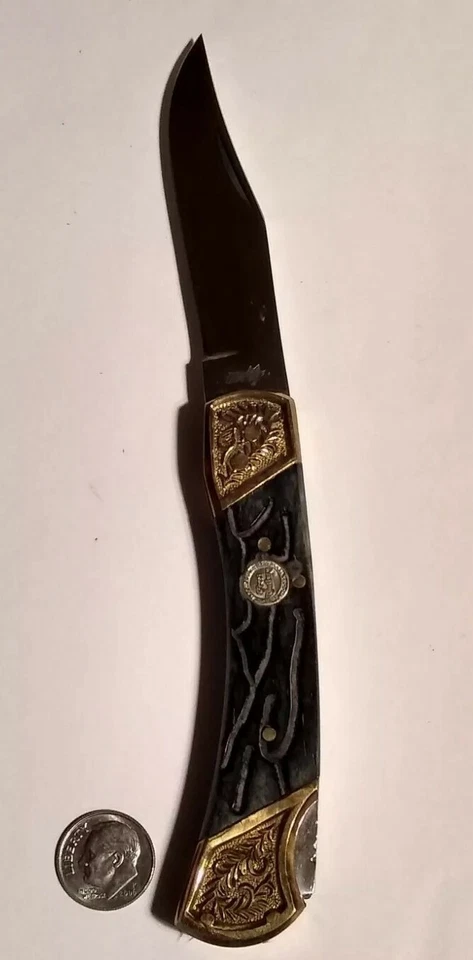 Bear Hunter Worm Groove Collectors 4 " Stainless w/Embossed Brass * SALE * - Image 3 of 4