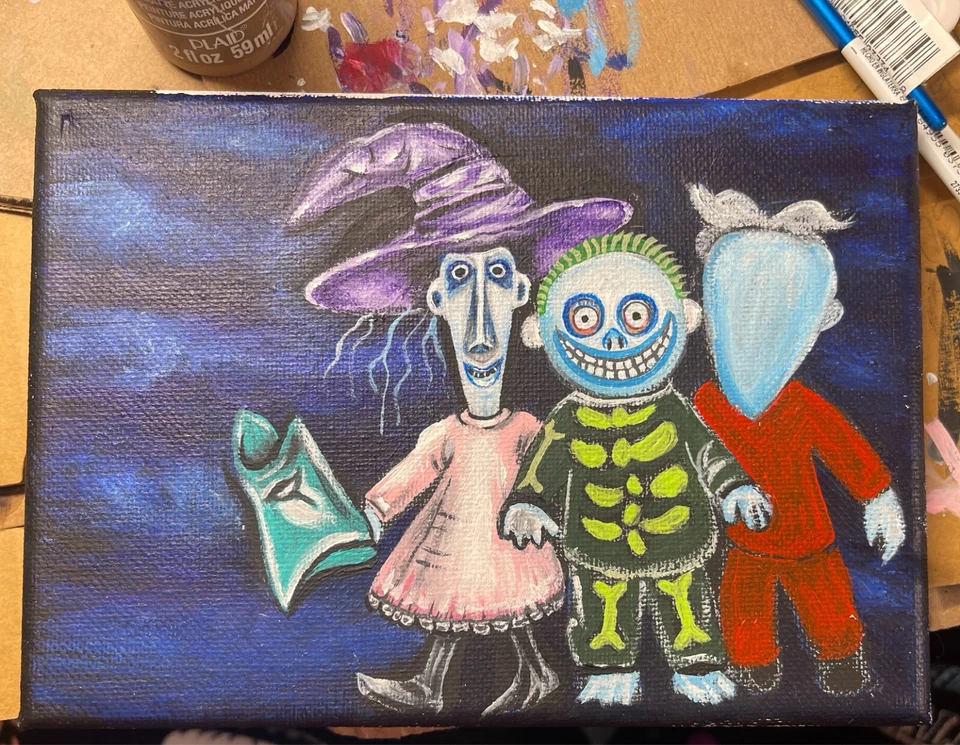 Halloween/Pintura/Original/Truco o trato/Pesadilla antes de Navidad/Único en su clase Foto 2 de 4