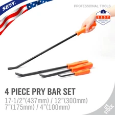 4pc Pry Bar Set Mechanics 17-1/2" 12" 7" 4" Neon Handle Heavy Duty Drop Forged