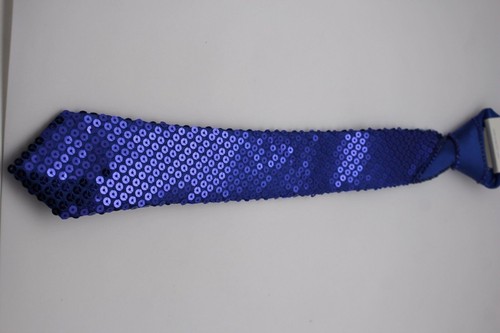 New Men Women Fashion Blue Neck Tie Silk Fabric Wedding Tuxedo Costume Sequins - Picture 4 of 12