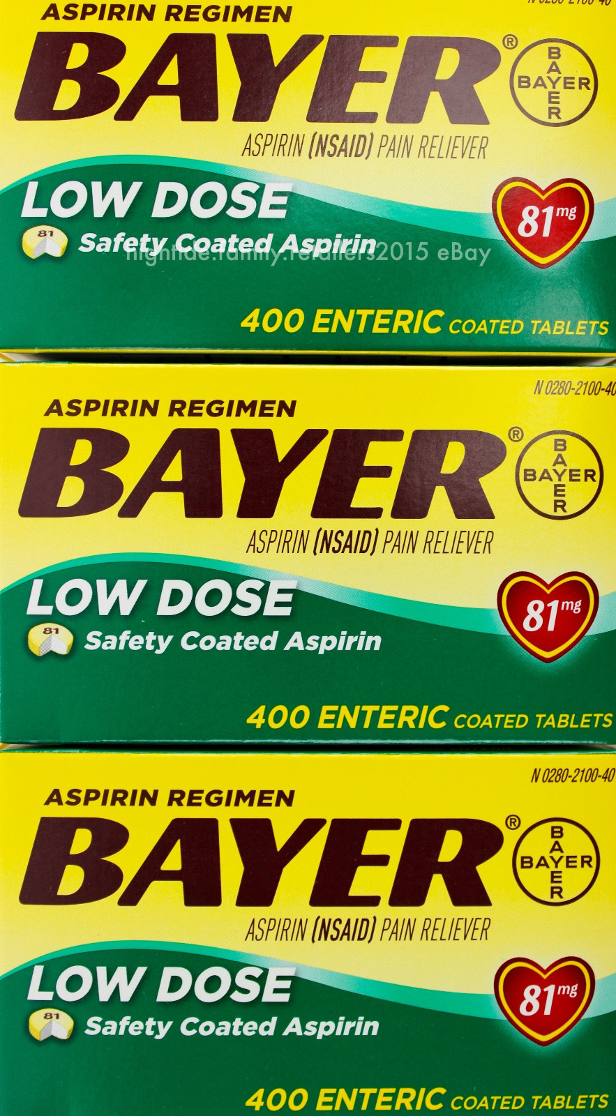 Aspirin Regimen Bayer 81mg Low Dose Tablets Sodium & CaffeineFree eBay