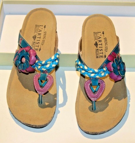 Spring Step L'Artiste Women's Turquoise Chunali Flat Sandals Size 7