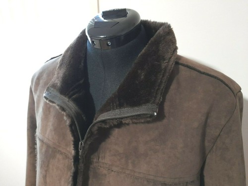 Faux Suede & Faux Fur Lined Fashion Brown Jacket by Postie - Picture 2 of 5