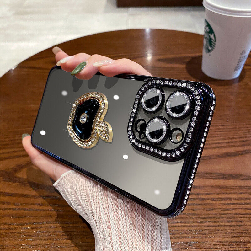 Luxury Diamond Apple Ring Stand Case For iPhone 16 Pro Max