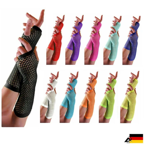 8 Paar Fingerlose Netzhandschuhe – Schwarz, Perfekt Für Halloween & Kostümpartys