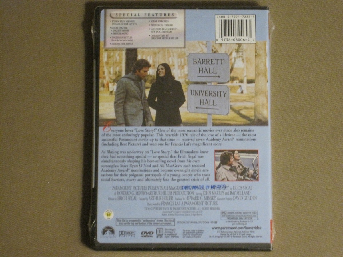 LOVE STORY (1970) DVD ARTHUR HILLER ALI MACGRAW RYAN O'NEAL *NEW