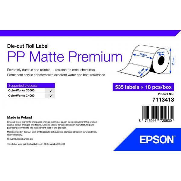 Epson - Bs Label Consumables U4 PP MATTE LABEL PREM DIE-CUT ROLL 76X51MM 535 LAB