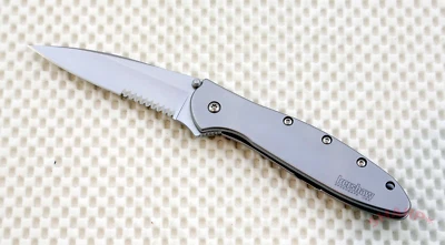 1660ST Kershaw Leek FLAG LOGO Pocket Knife combo blade New Blem assisted opener