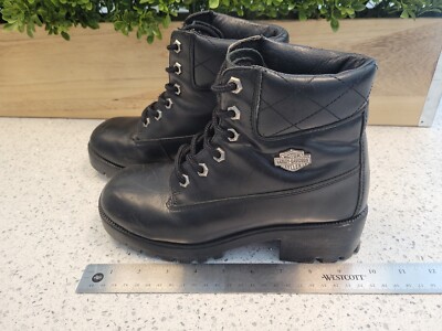 Womens Size 7 Harley-Davidson Motorcycle Boots Black Boots Leather