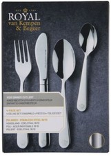 KINDERBESTECK EDEL LUXUS KRONE ROYAL VAN KEMPEN BEGEER MESSER GABEL L&Ouml;FFEL NEU !