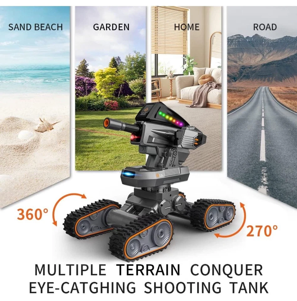 RC Tank Battle Battle Destroyer 1/10 Scale 4x4 Shoot Water Bombs - White Color - Image 2 of 4